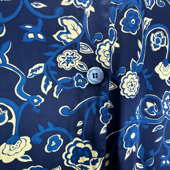 Vintage Victorias Secret Gold Label Silk Sleepshirt Womens Small Blue Floral 90s - Picture 5 of 15